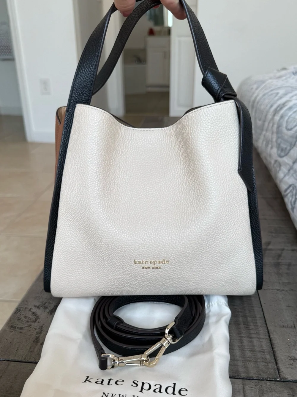 Kate Spade Knott Colorblocked Pebbled Leather Crossbody Tote MSRP $389